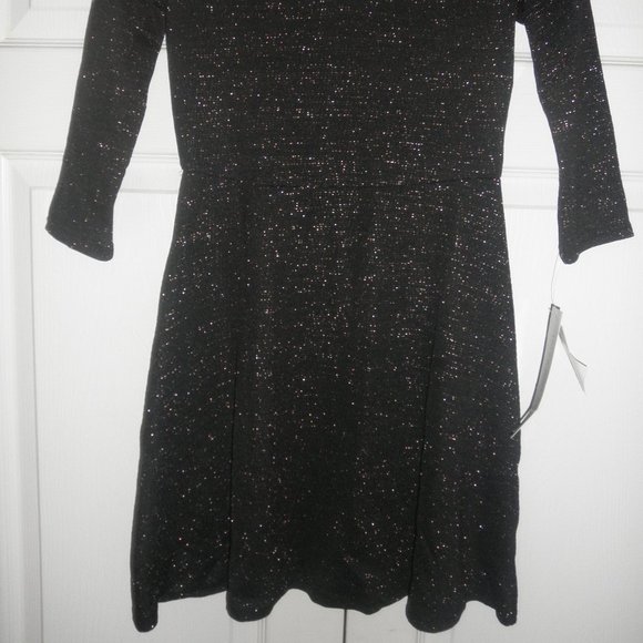 Three Pink Hearts Black Sparkle Dress Size S - Picture 2 of 4